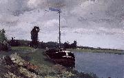 Camille Pissarro River boat oil